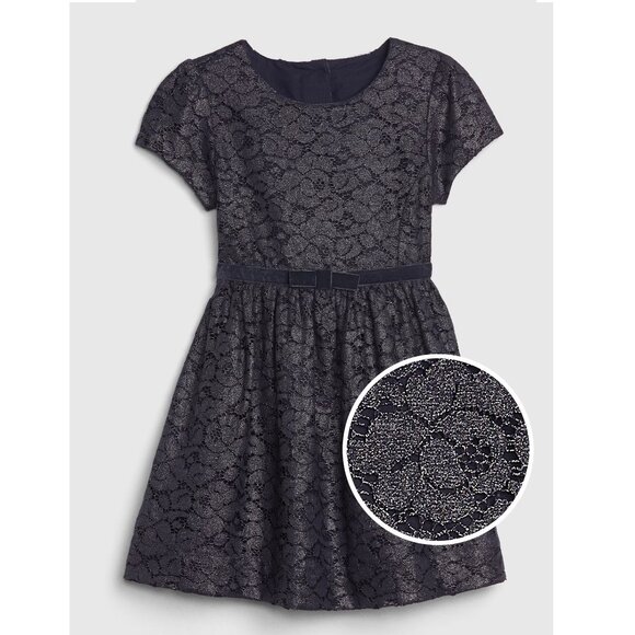 NEW Gap Baby Toddler Navy Dark Night Knee Length short Sleeve Formal Lacy Dress - Picture 1 of 3